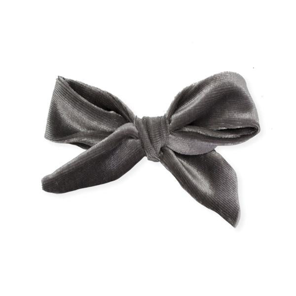 oh baby! School Girl Bow Velvet Medium Clip - Gray