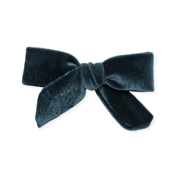oh baby! School Girl Bow Velvet Medium Clip - Teal