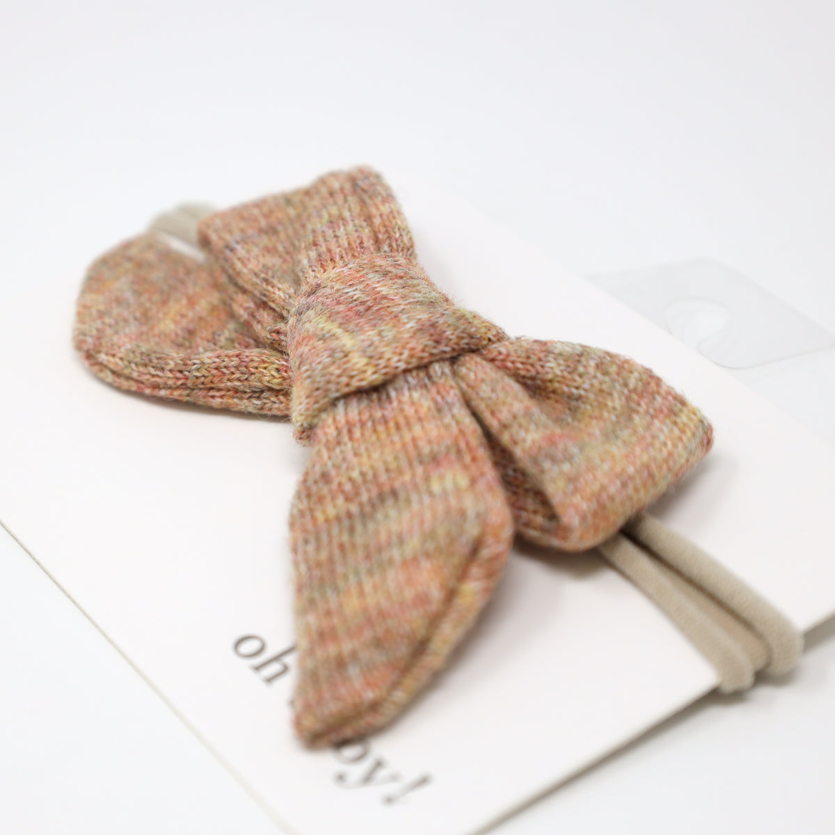 oh baby! Scandi Sweater Knit Bow on Nylon Headband - Heather Brown