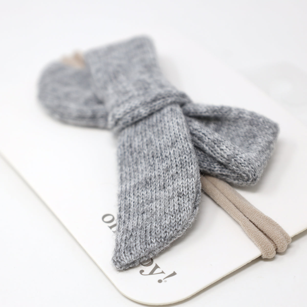 oh baby! Scandi Sweater Knit Bow on Nylon Headband - Heather Gray