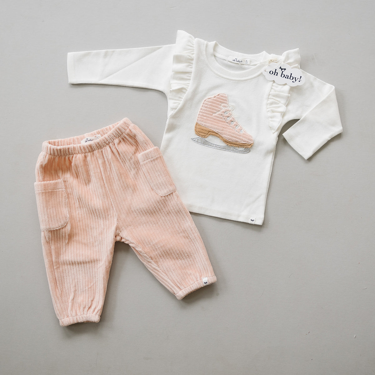 oh baby! Side Pocket Corduroy Pant - Pale Pink