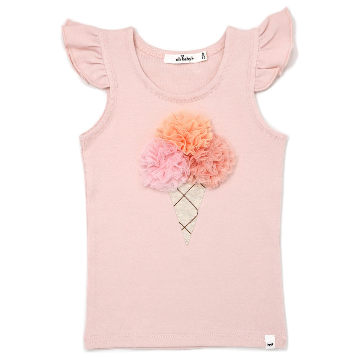 oh baby! Cotton Flutter Tank - Tulle Pastel Ice Cream - Pale Pink