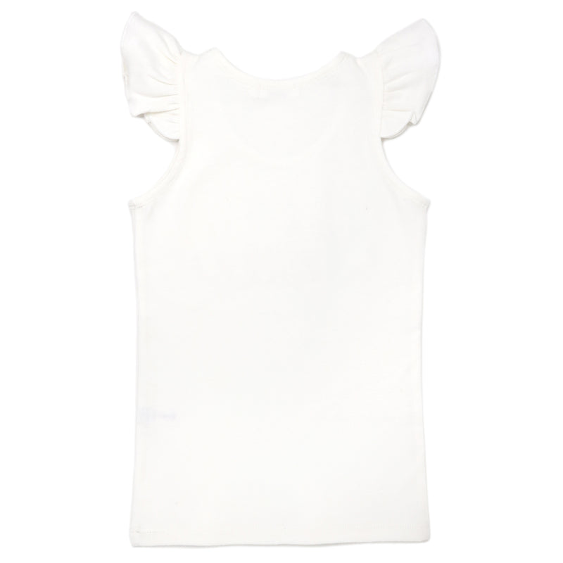oh baby! Cotton Baby Rib Flutter Sleeve Tank - Birthday "One" Pink Embroidered - Cream