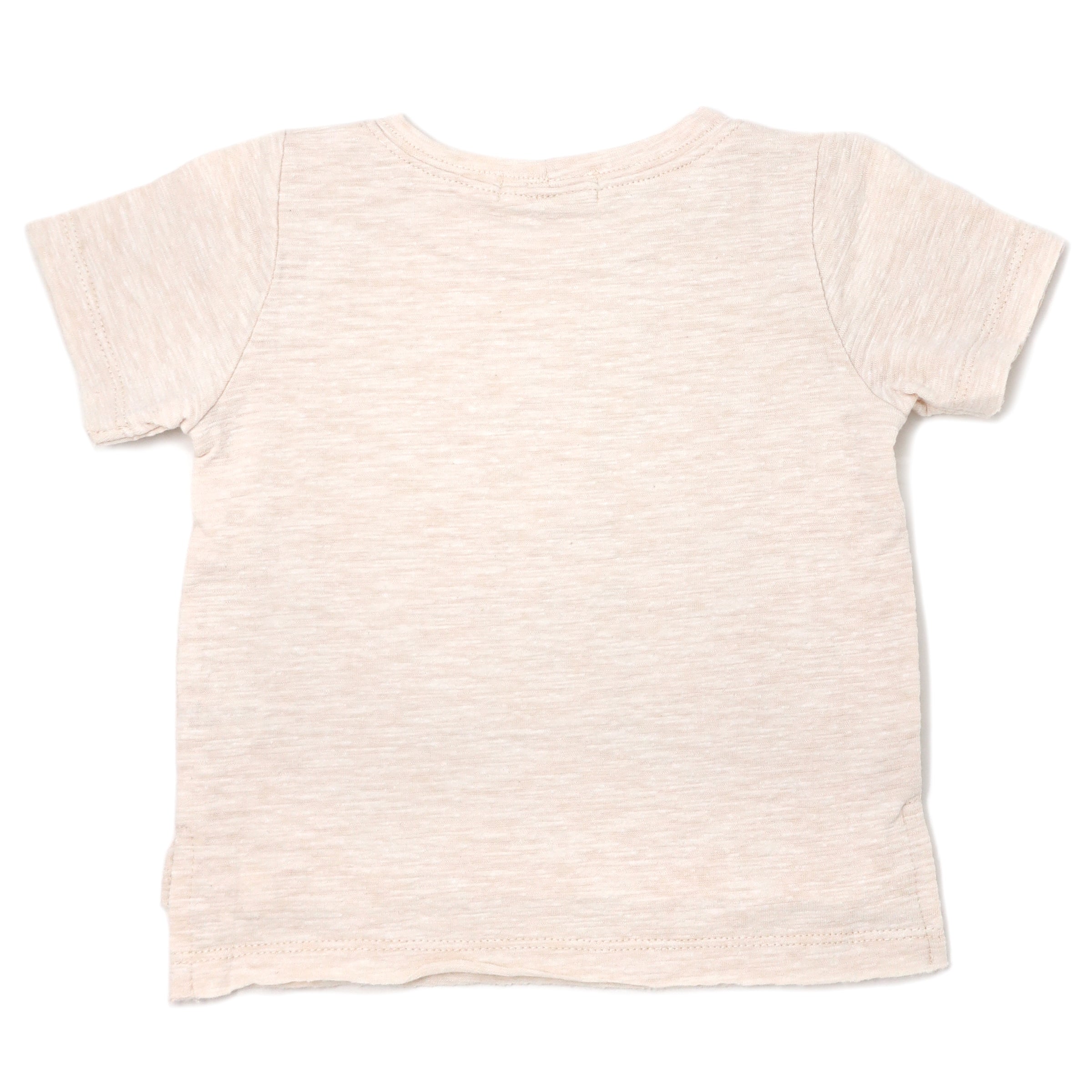 oh baby! Raw Edge Short Sleeve Cotton Slub Tee - Monkey - Sand Heather