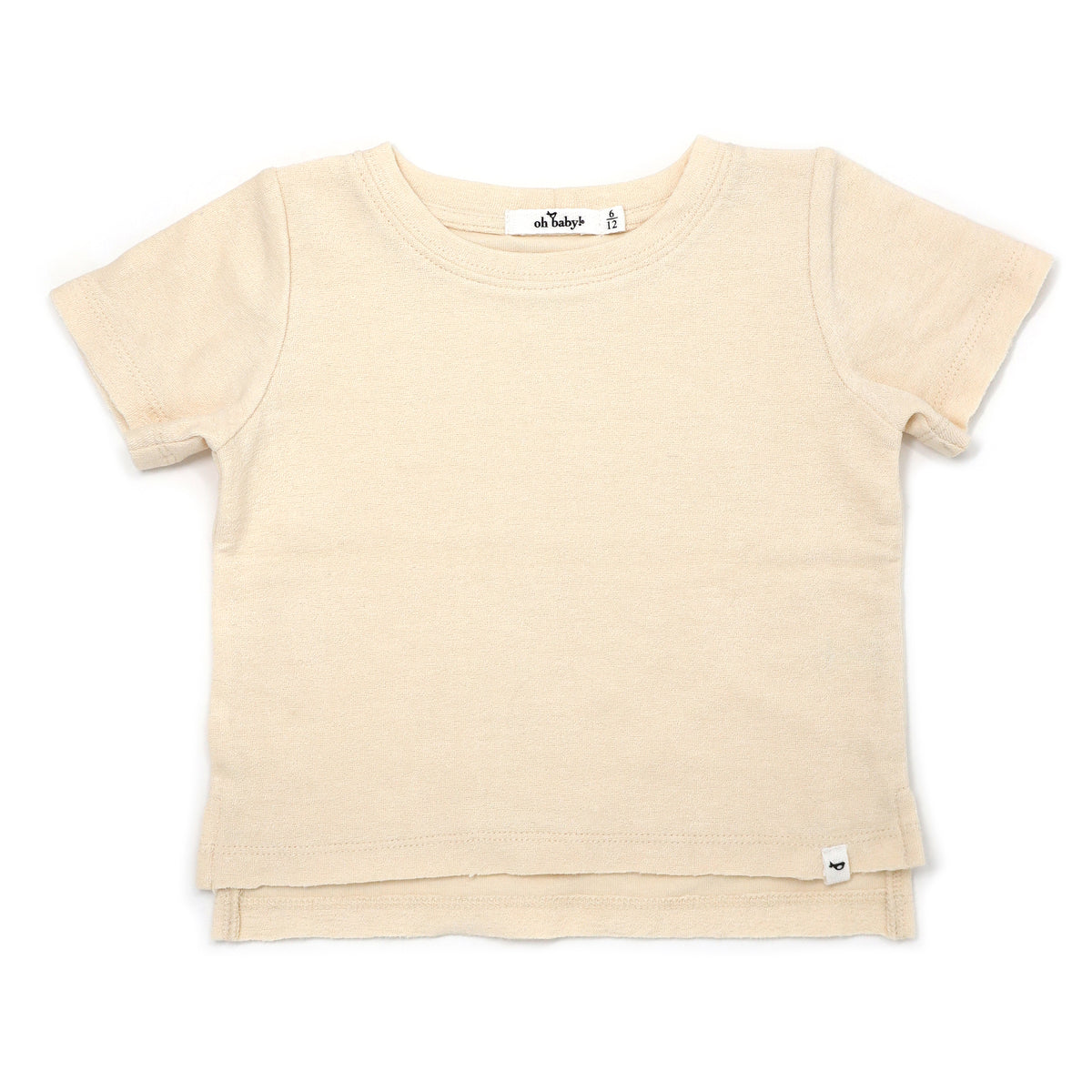 oh baby! Cotton Terry Raw Edge Tee - Natural