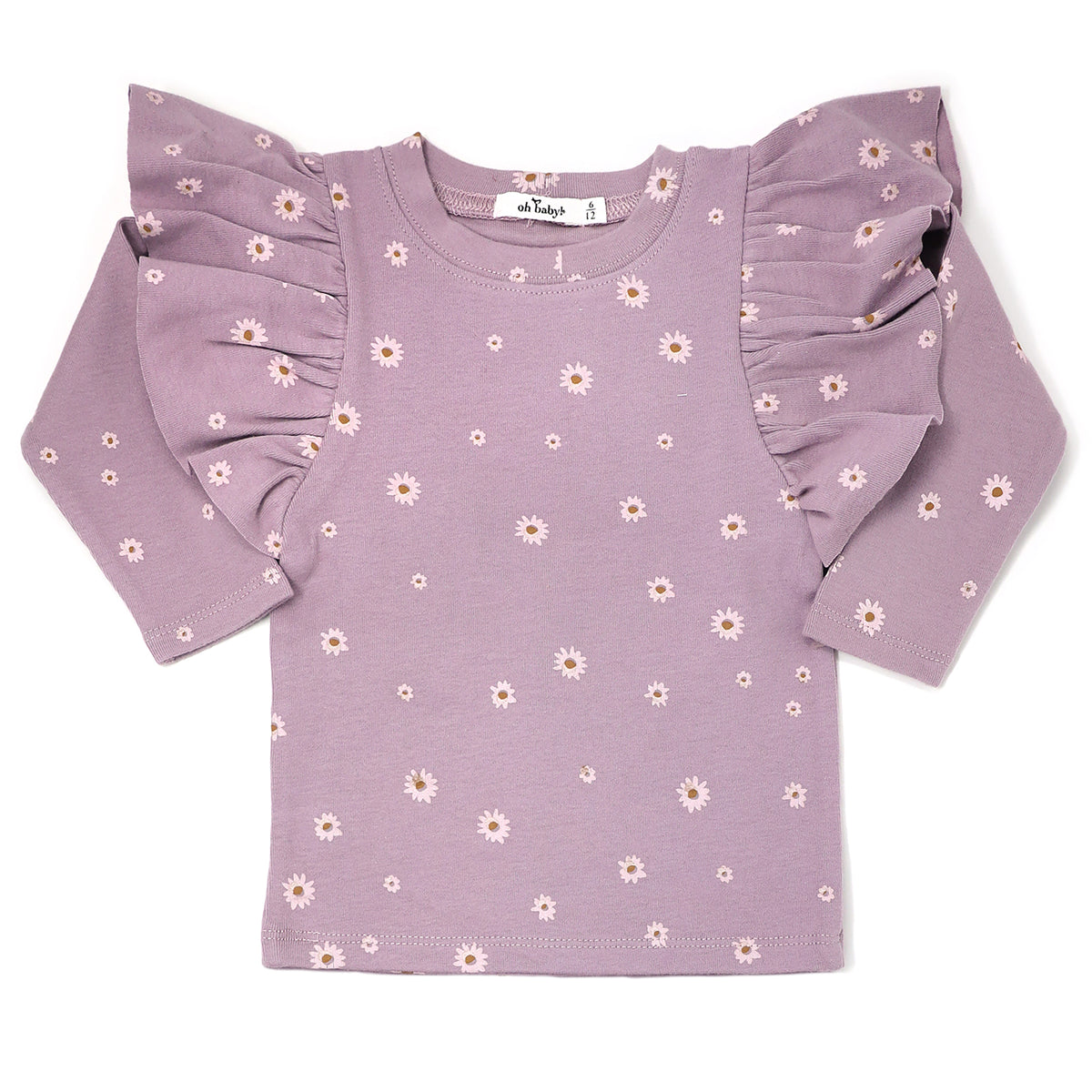 oh baby! Pink Daisies Butterfly Sleeve Long Sleeve Tee - Dusty Lavender