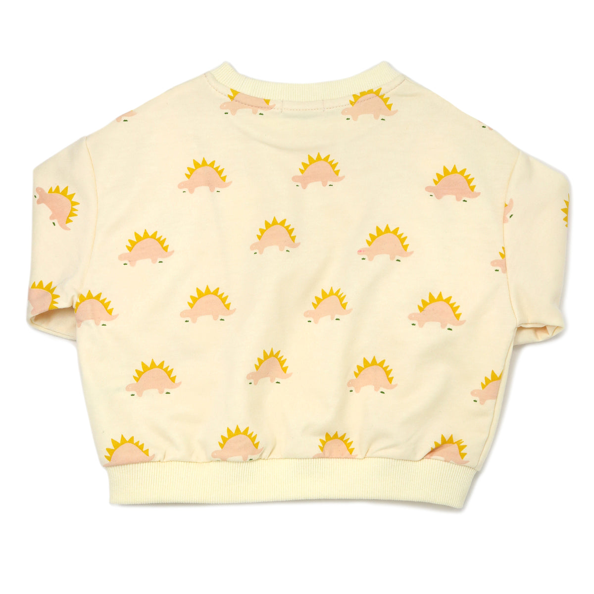 oh baby! Terry Brooklyn Boxy Sweatshirt - Blush Stegosaurus Print - Vanilla