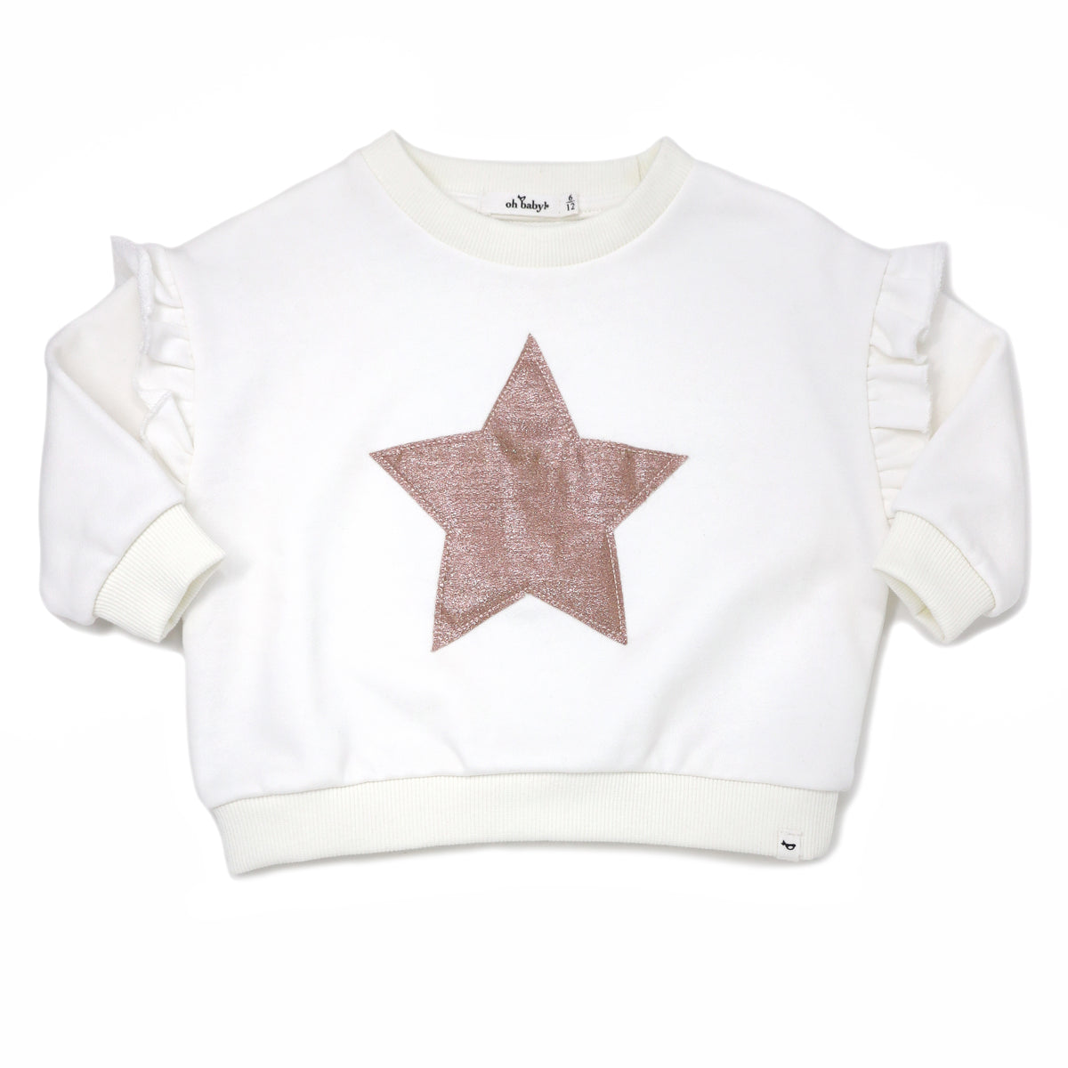 oh baby! Star Rose Gold Sparkle Millie Sleeve Slouch - Cream
