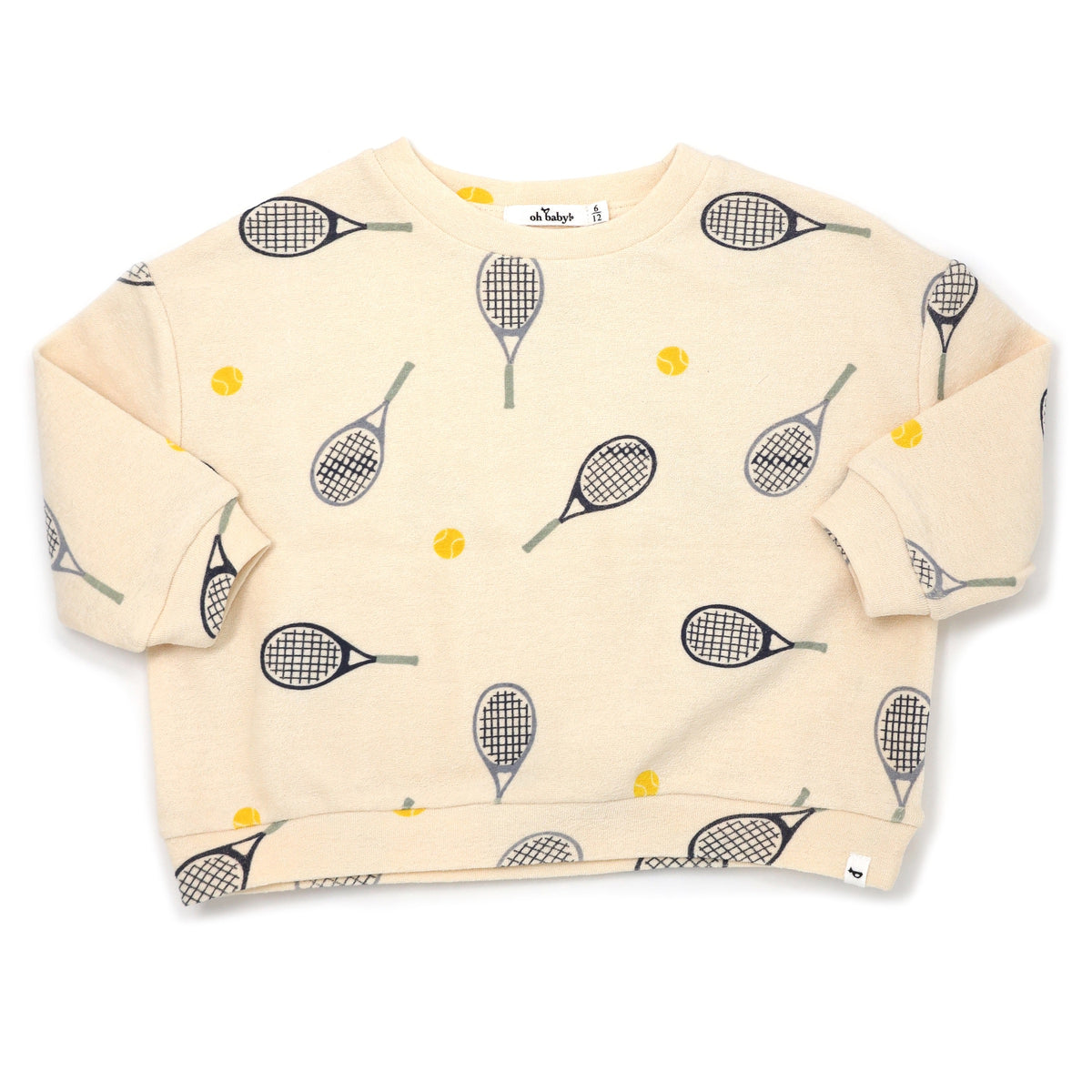 oh baby! Cotton Terry Slouch Boxy - Tennis Print - Natural
