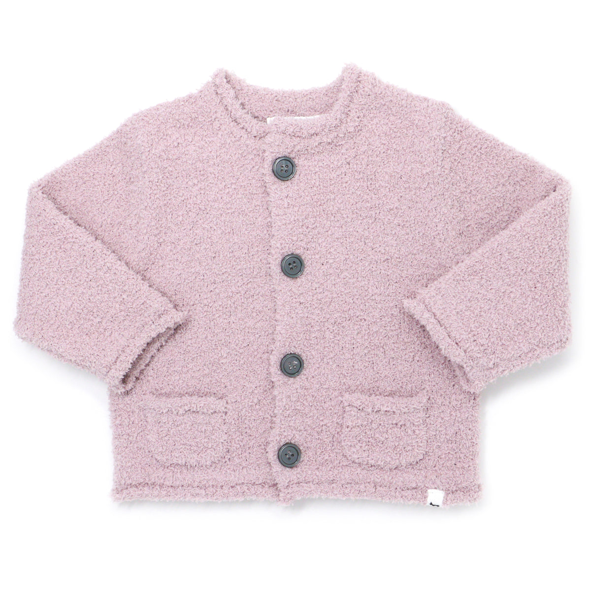 oh baby! Fuzzy Knit Pocket Button Down Cardigan Sweater - Dusty Lavender