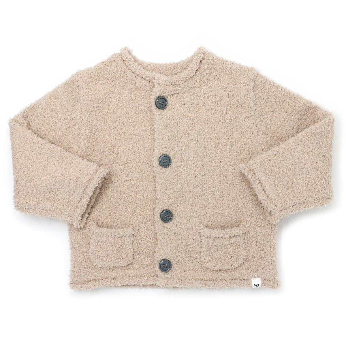 oh baby! Fuzzy Knit Pocket Button Down Cardigan Sweater - Sand