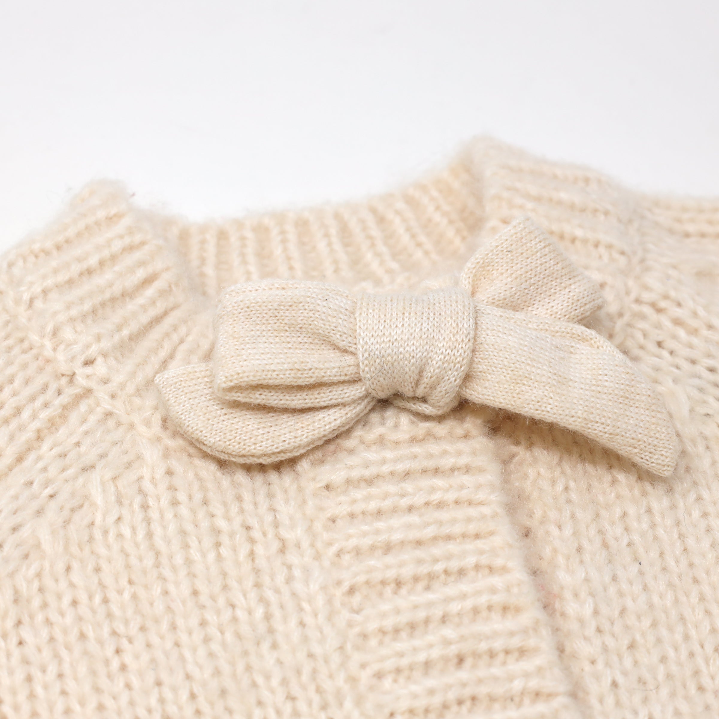 oh baby! Scandi Bow Knit Cardigan - Heather Cream