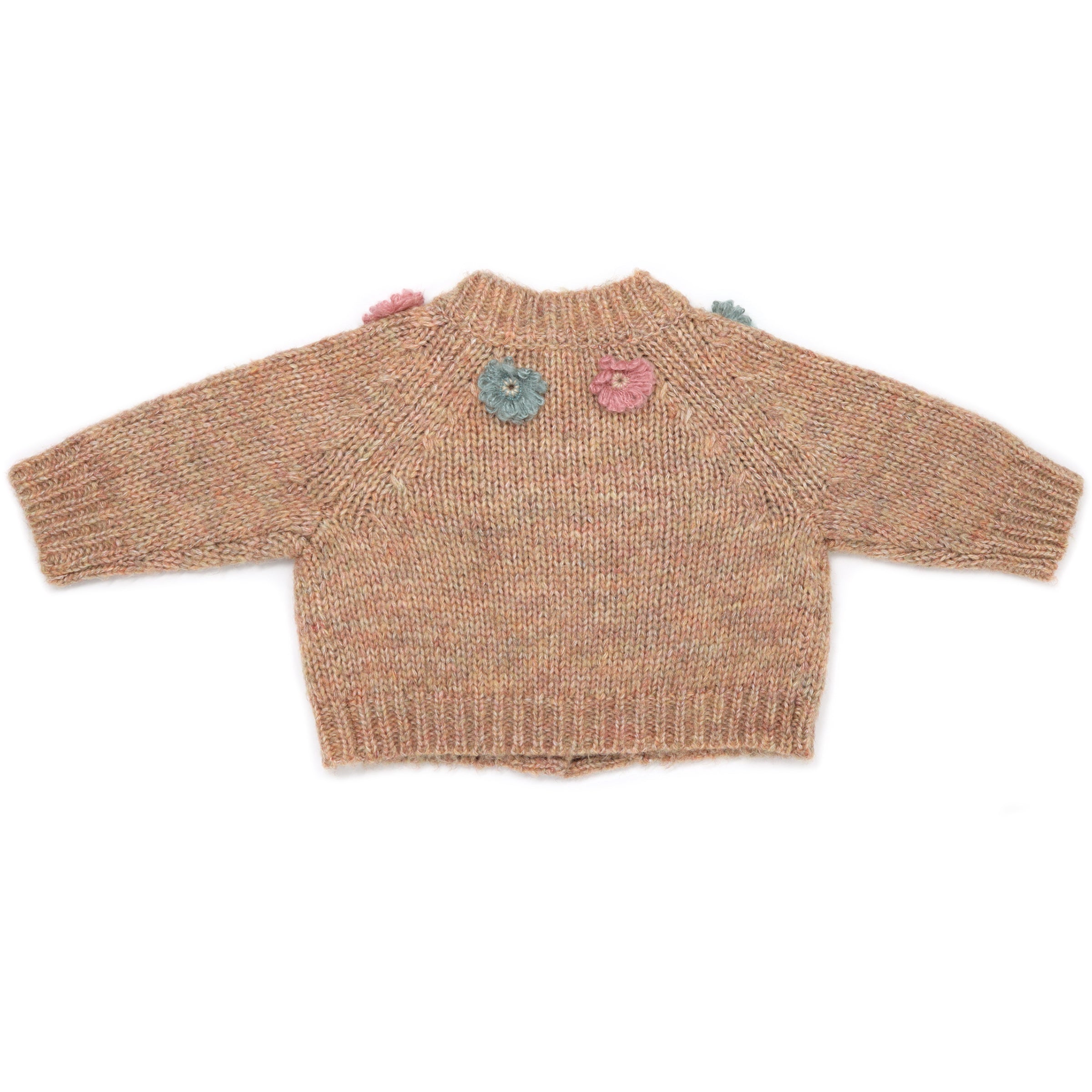 oh baby! Scandi Flower Knit Cardigan - Heather Brown