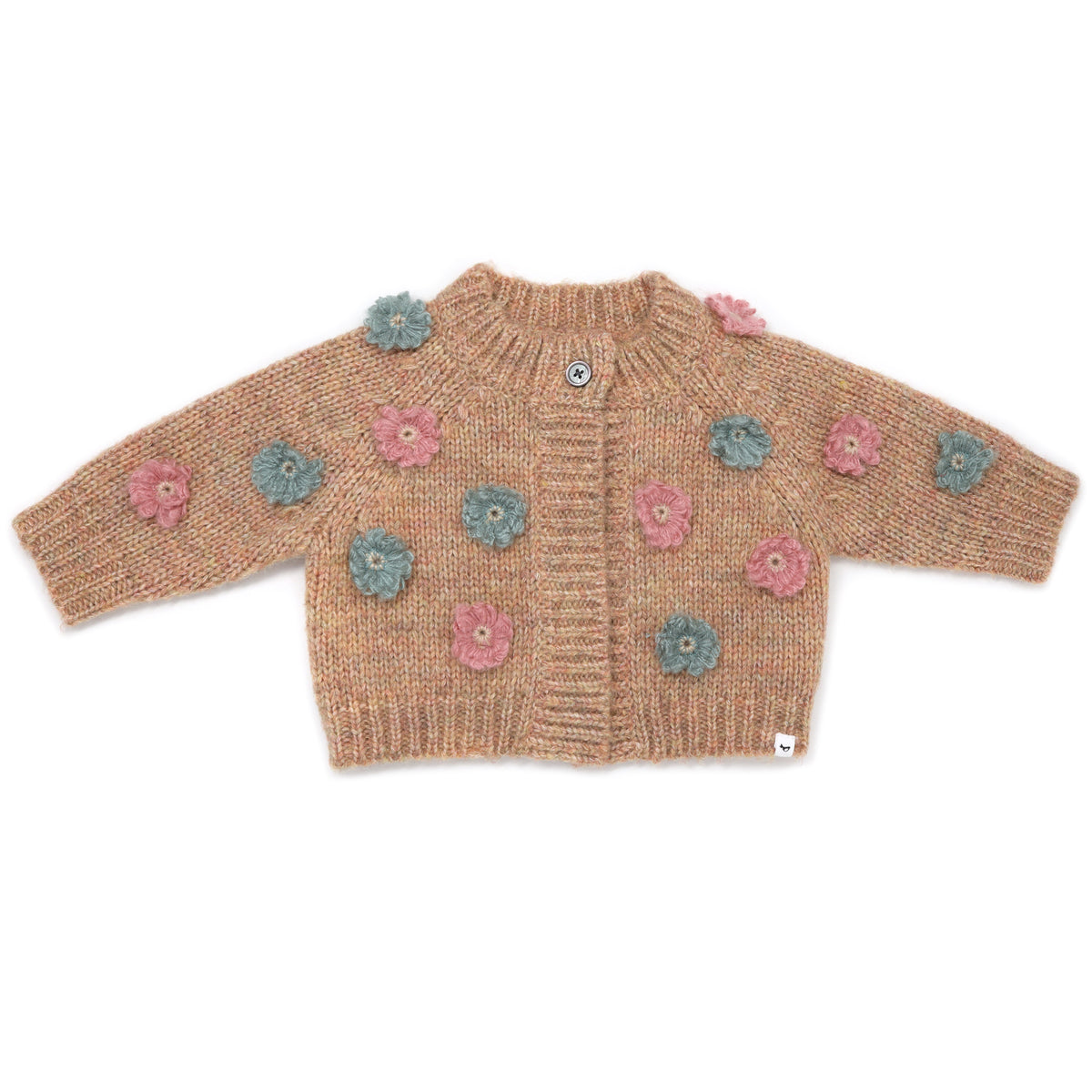 oh baby! Scandi Flower Knit Cardigan - Heather Brown