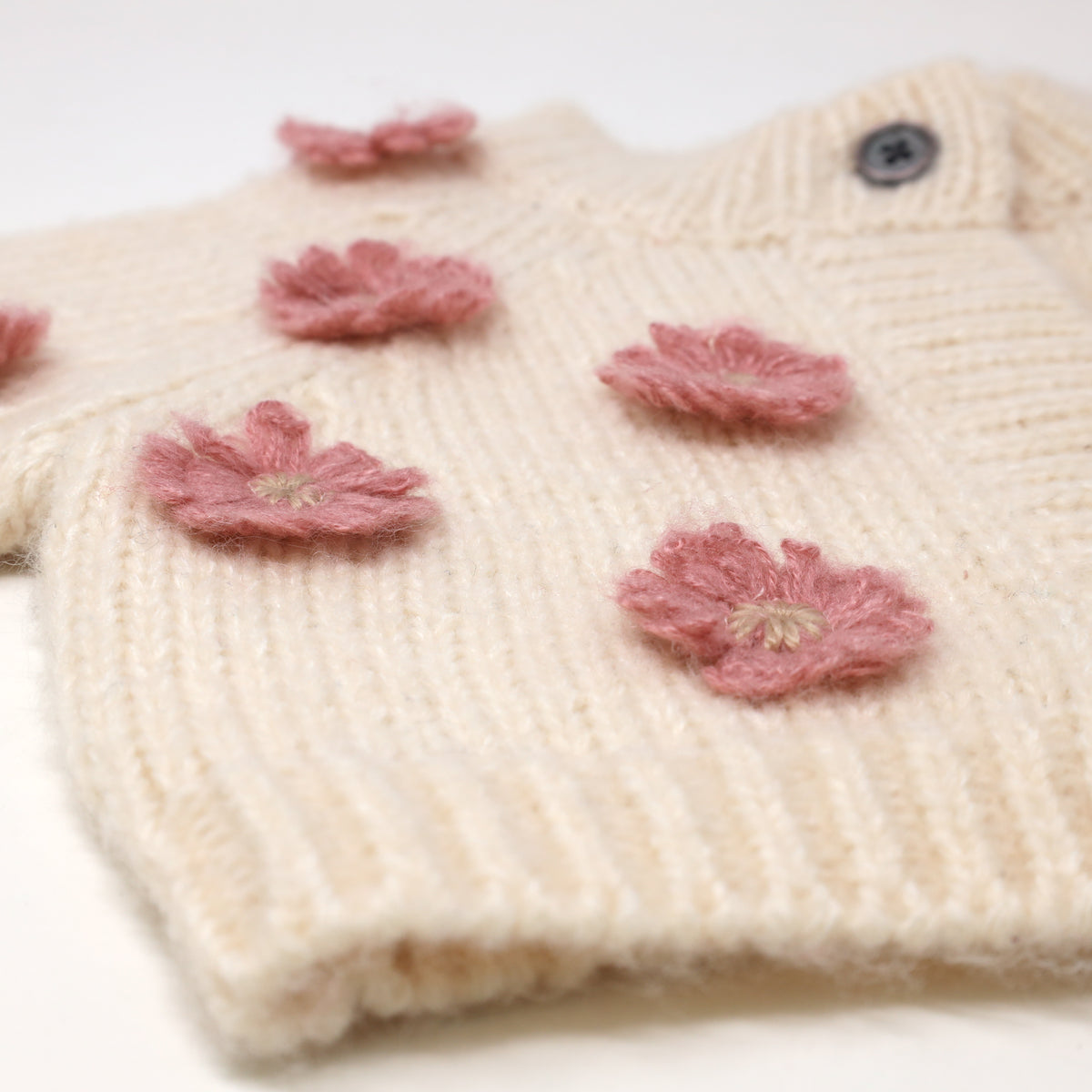 oh baby! Scandi Flower Knit Cardigan - Heather Cream