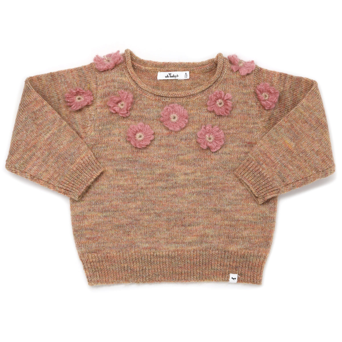 oh baby! Scandi Flower Knit Sweater - Heather Brown