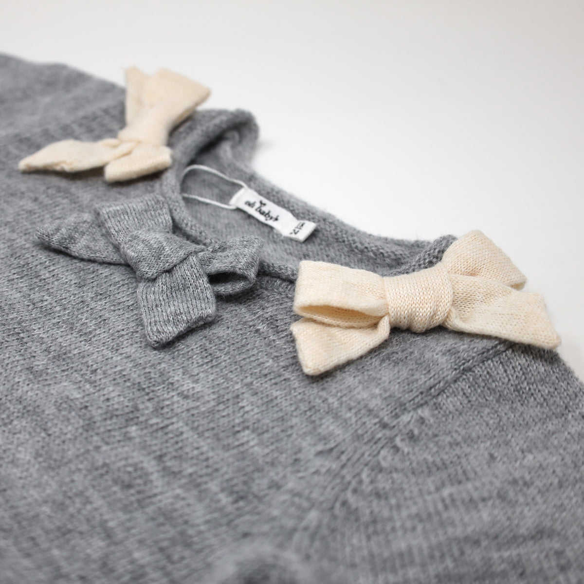 oh baby! Scandi Bow Knit Sweater - Heather Gray