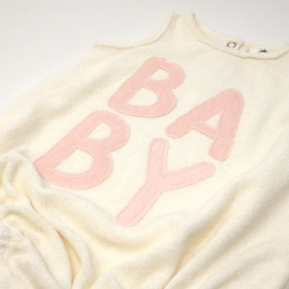 oh baby! Terry Bubble - Stacked "BABY" Pink Applique - Cream