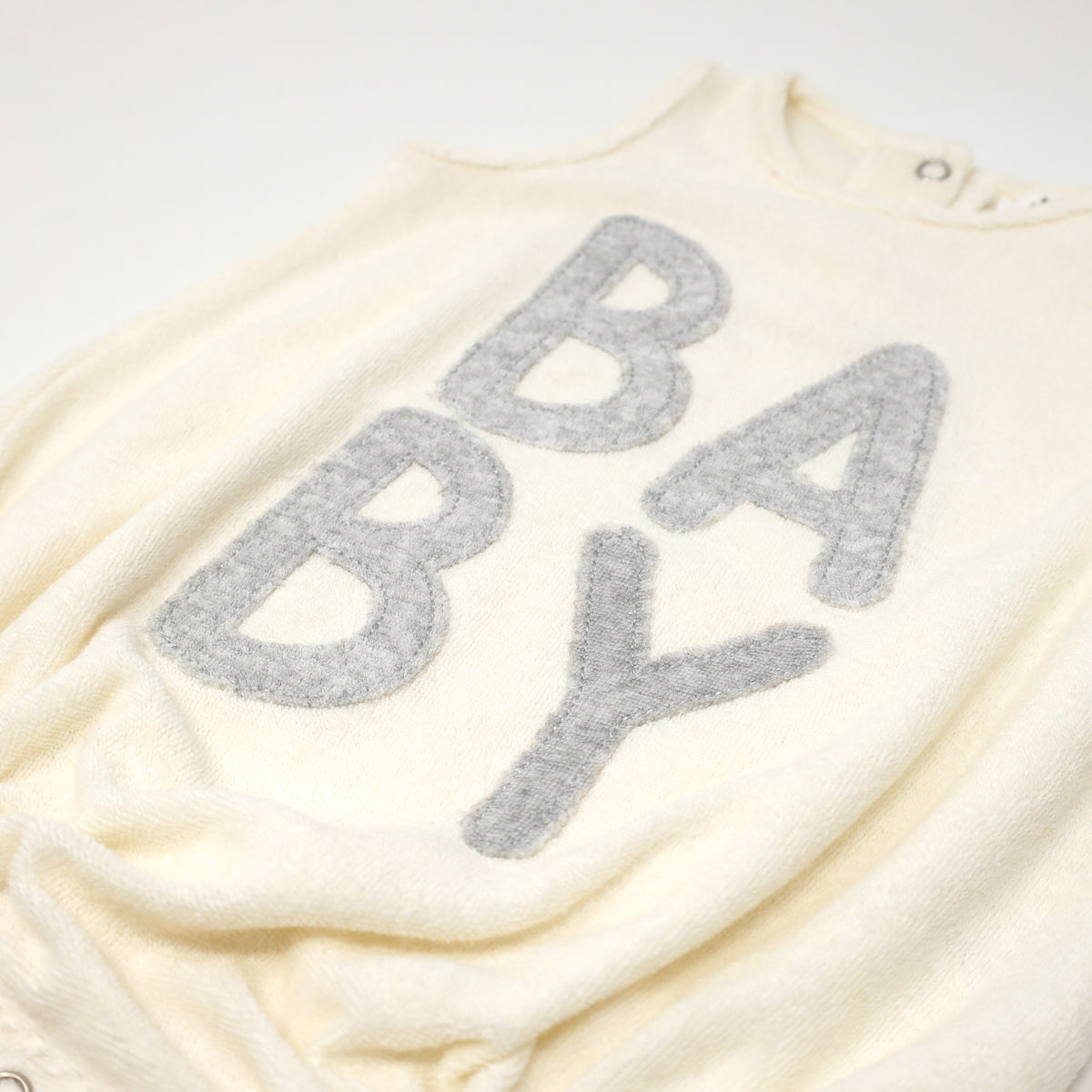 oh baby! Terry Bubble - Stacked "BABY" Gray Applique - Cream