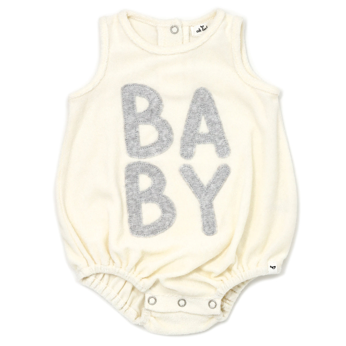 oh baby! Terry Bubble - Stacked "BABY" Gray Applique - Cream