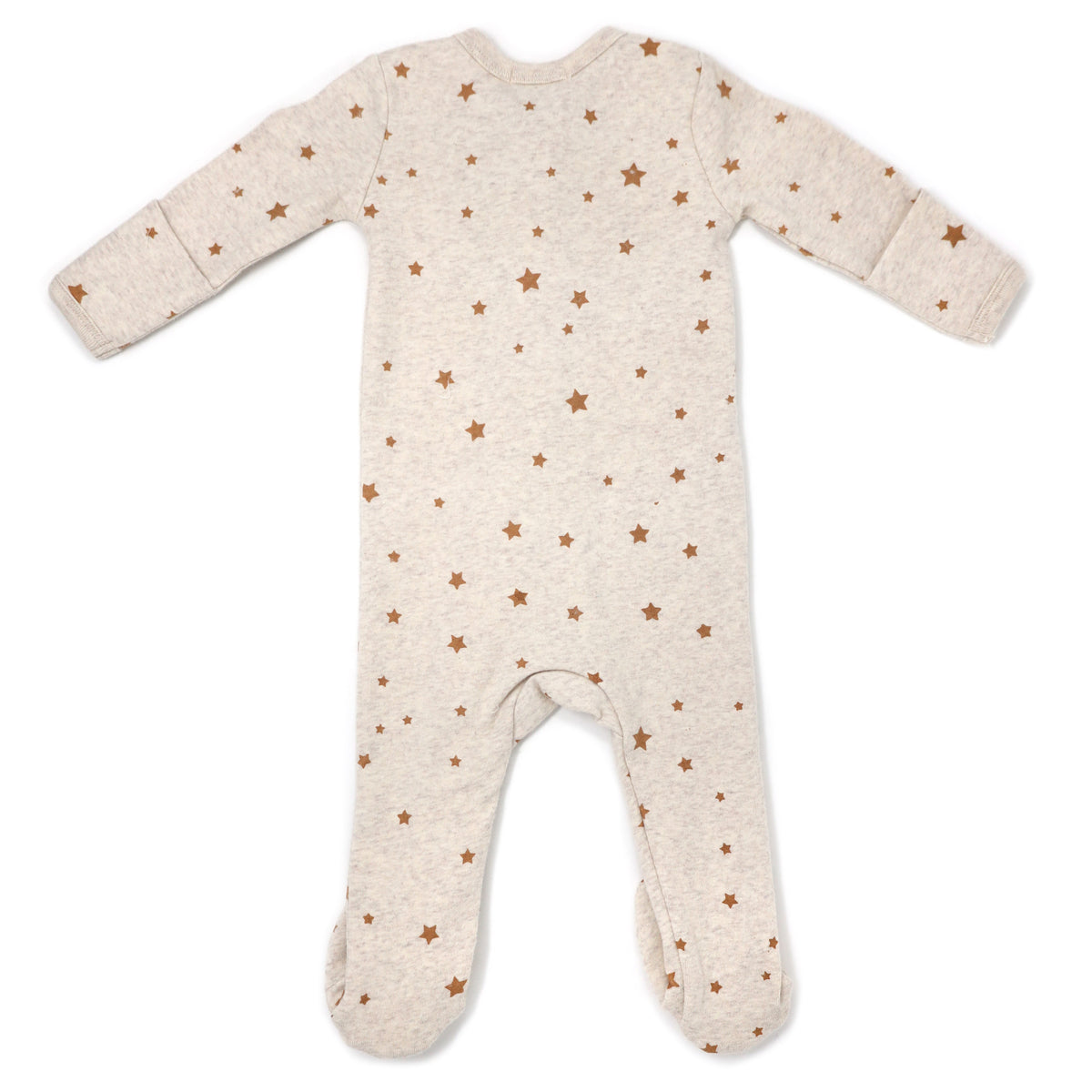 oh baby! Zipper Footie Mini Stars in Toasted Nut - Sand