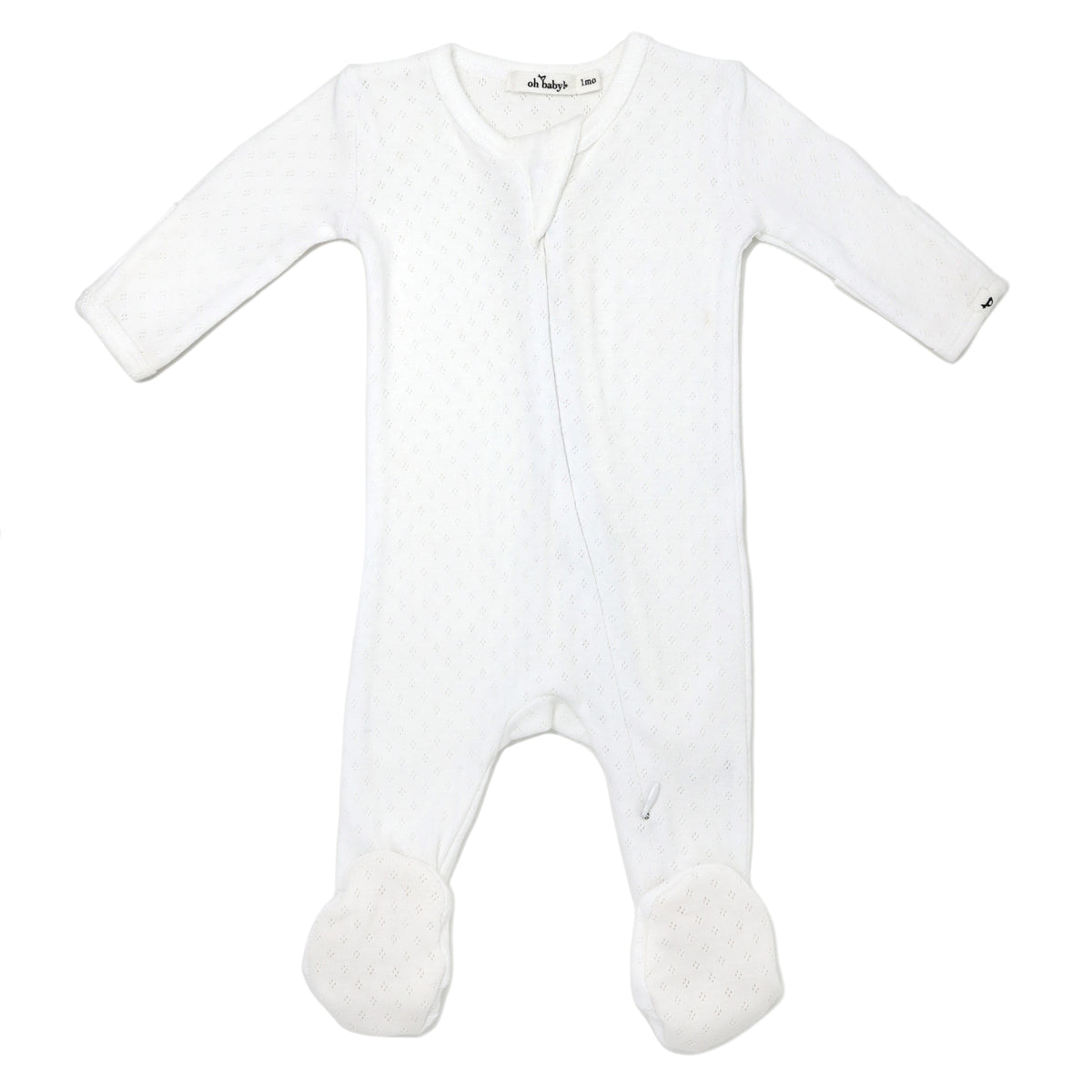 oh baby! Two Way Zipper Footie - Pointelle - Cream