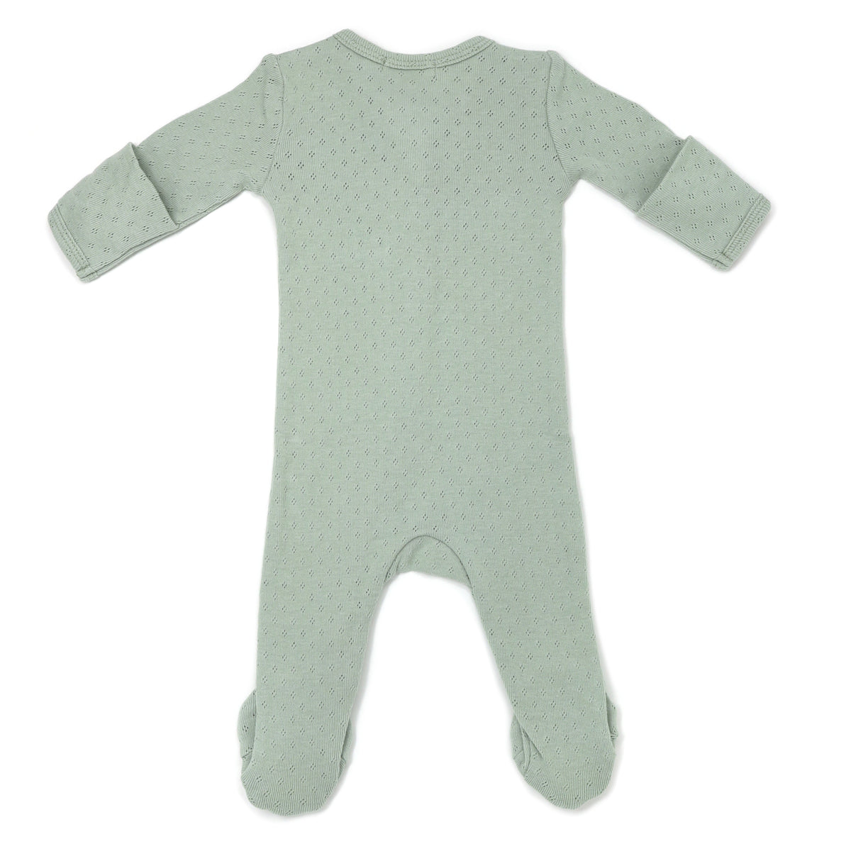 oh baby! Two Way Zipper Footie - Pointelle - Sage