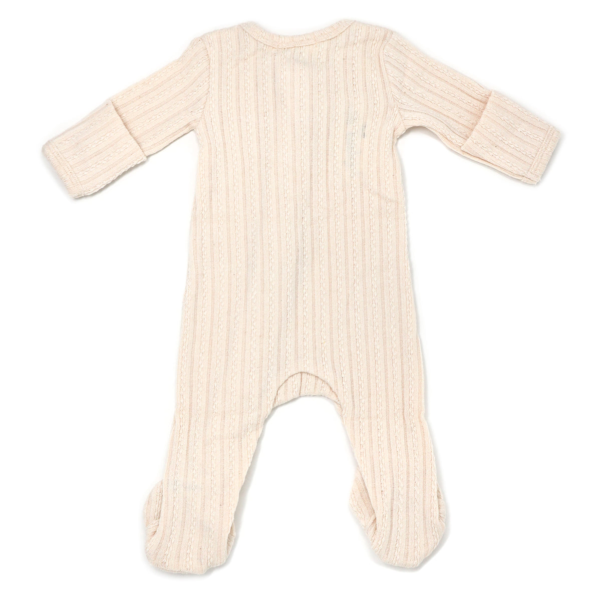 oh baby! Two Way Zipper Footie - Cable Knit - Vanilla