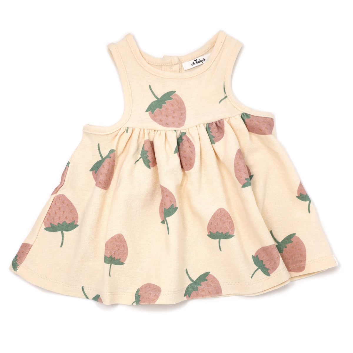 oh baby! Cotton Terry Tank Dress - Strawberry Print - Natural