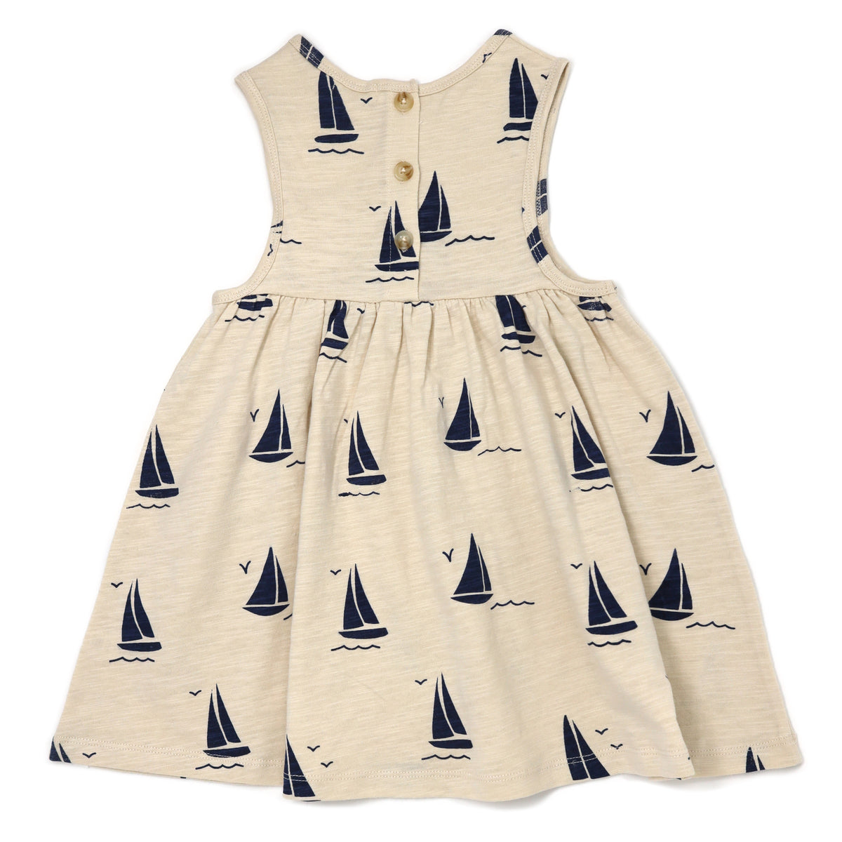 oh baby! Cotton Slub Tank Dress - Navy Sailboat Print - Oat