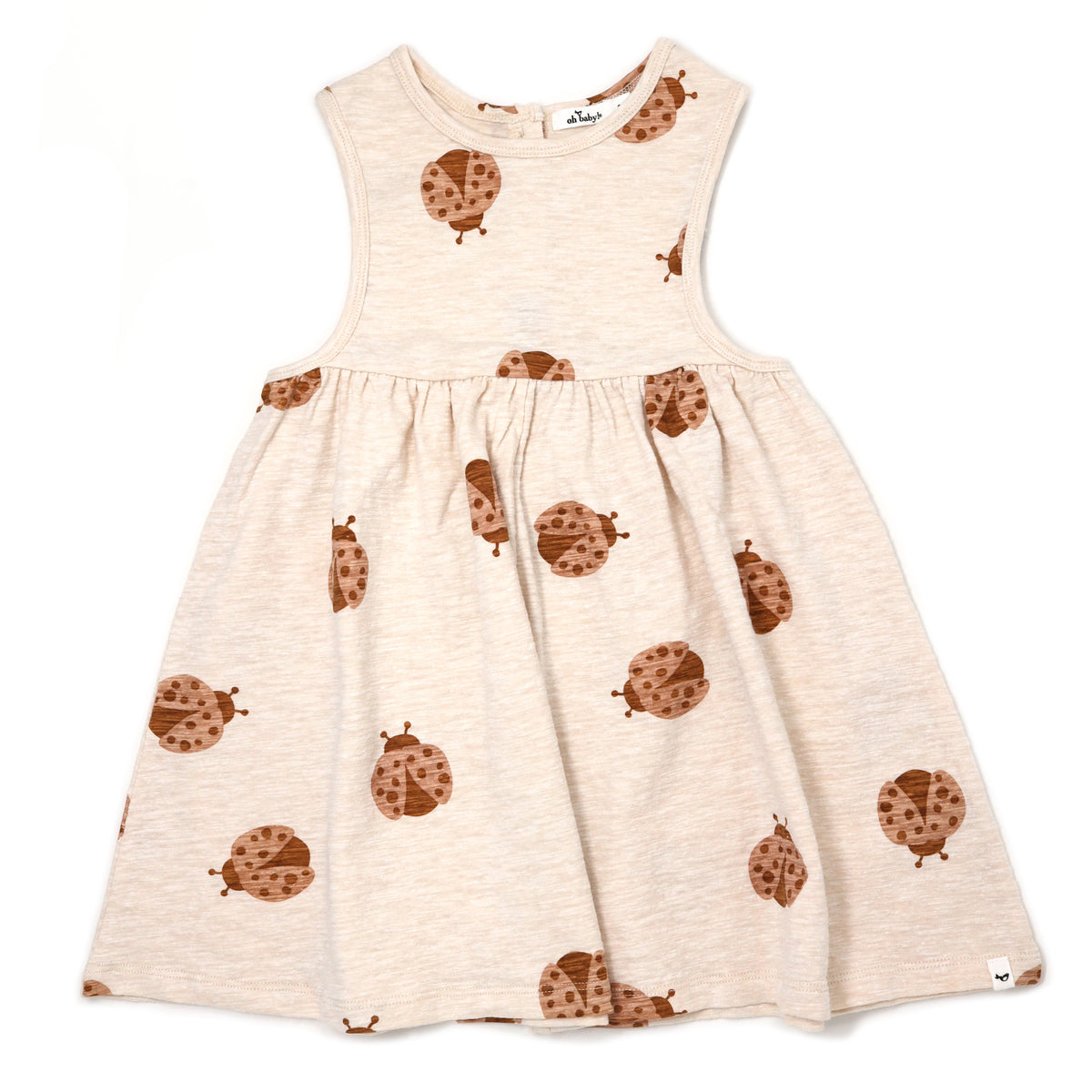 oh baby! Cotton Slub Tank Dress - Ladybug Print - Sand Heather