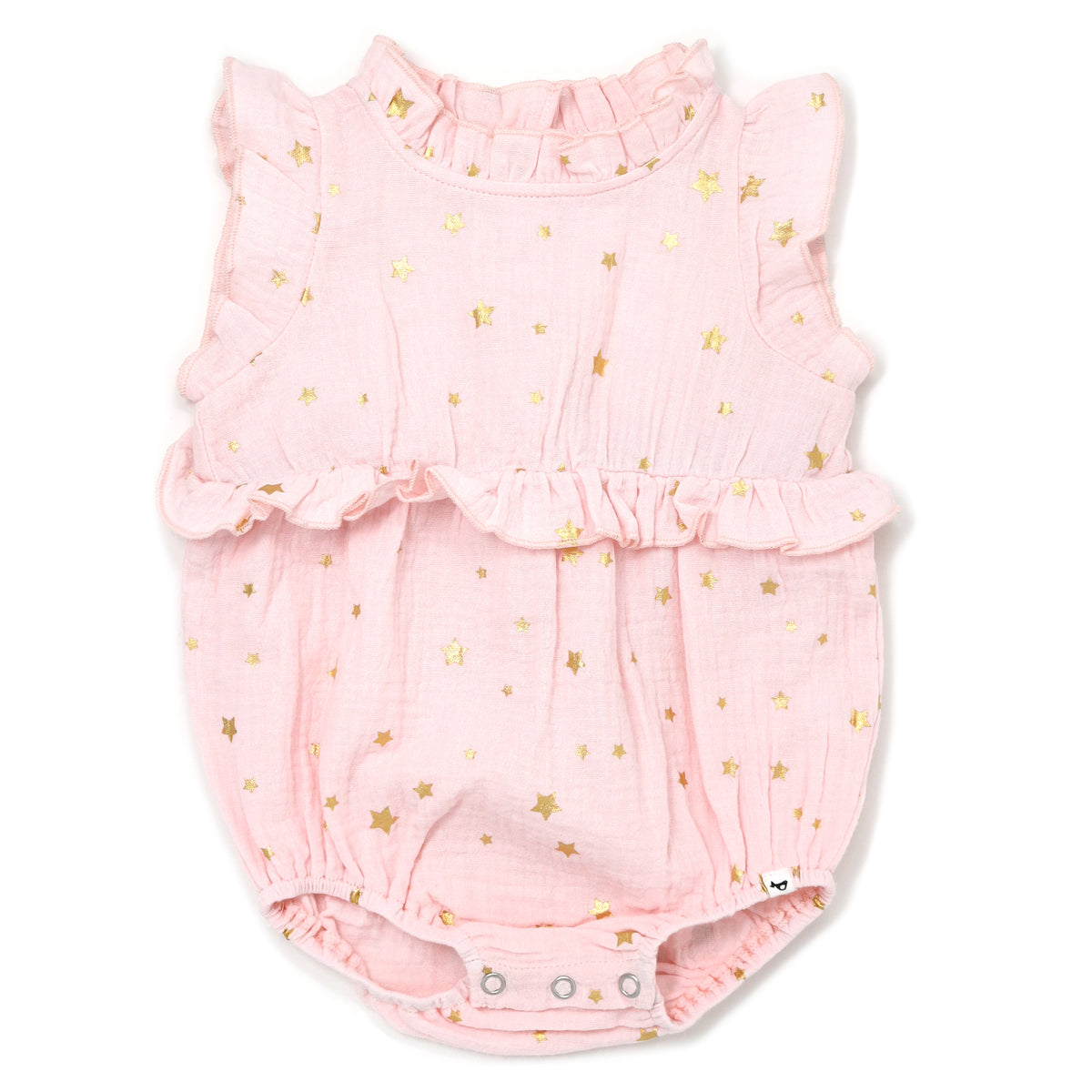 oh baby! Gauze Lola Bubble - Mini Gold Stars Print - Pale Pink