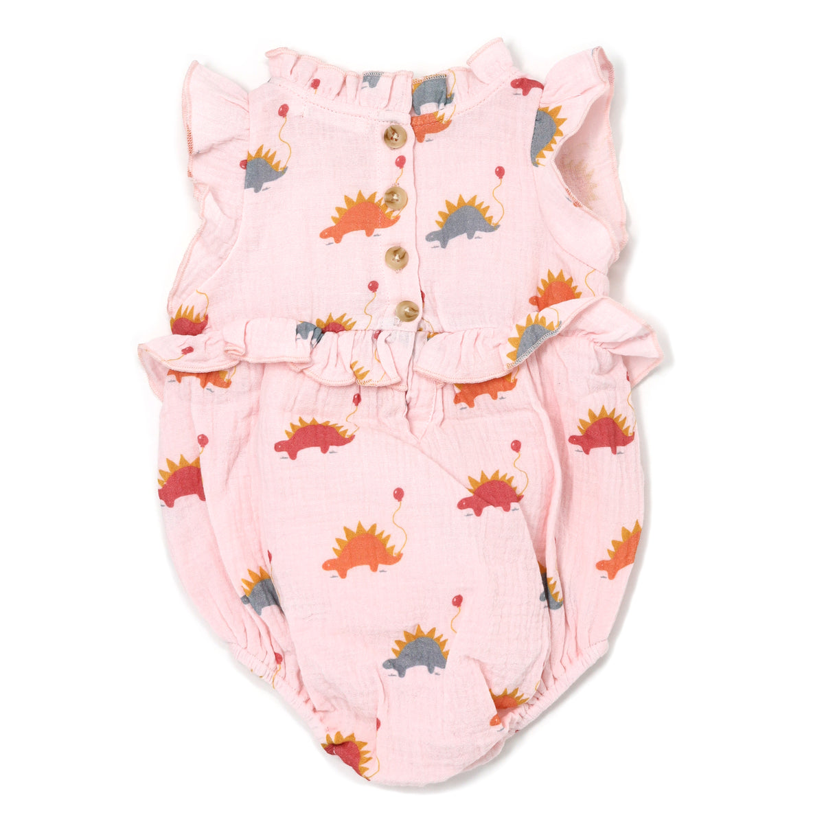 oh baby! Gauze Lola Bubble - Stegosaurus Party - Pale Pink