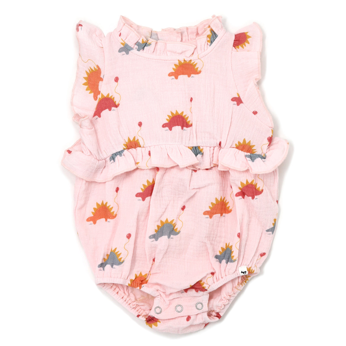 oh baby! Gauze Lola Bubble - Stegosaurus Party - Pale Pink