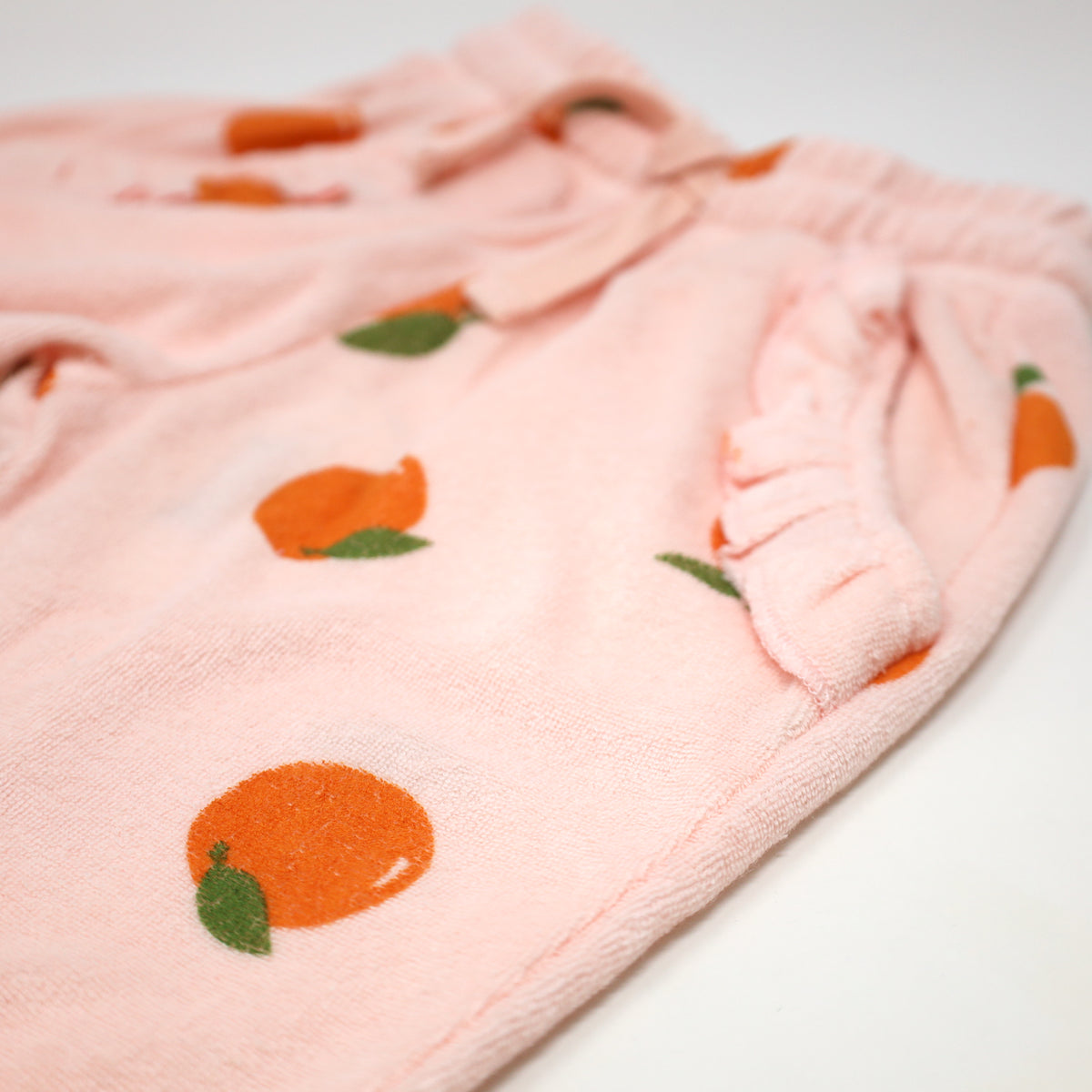 oh baby! Ruffle Pocket Jogger - Orange Print - Pale Pink