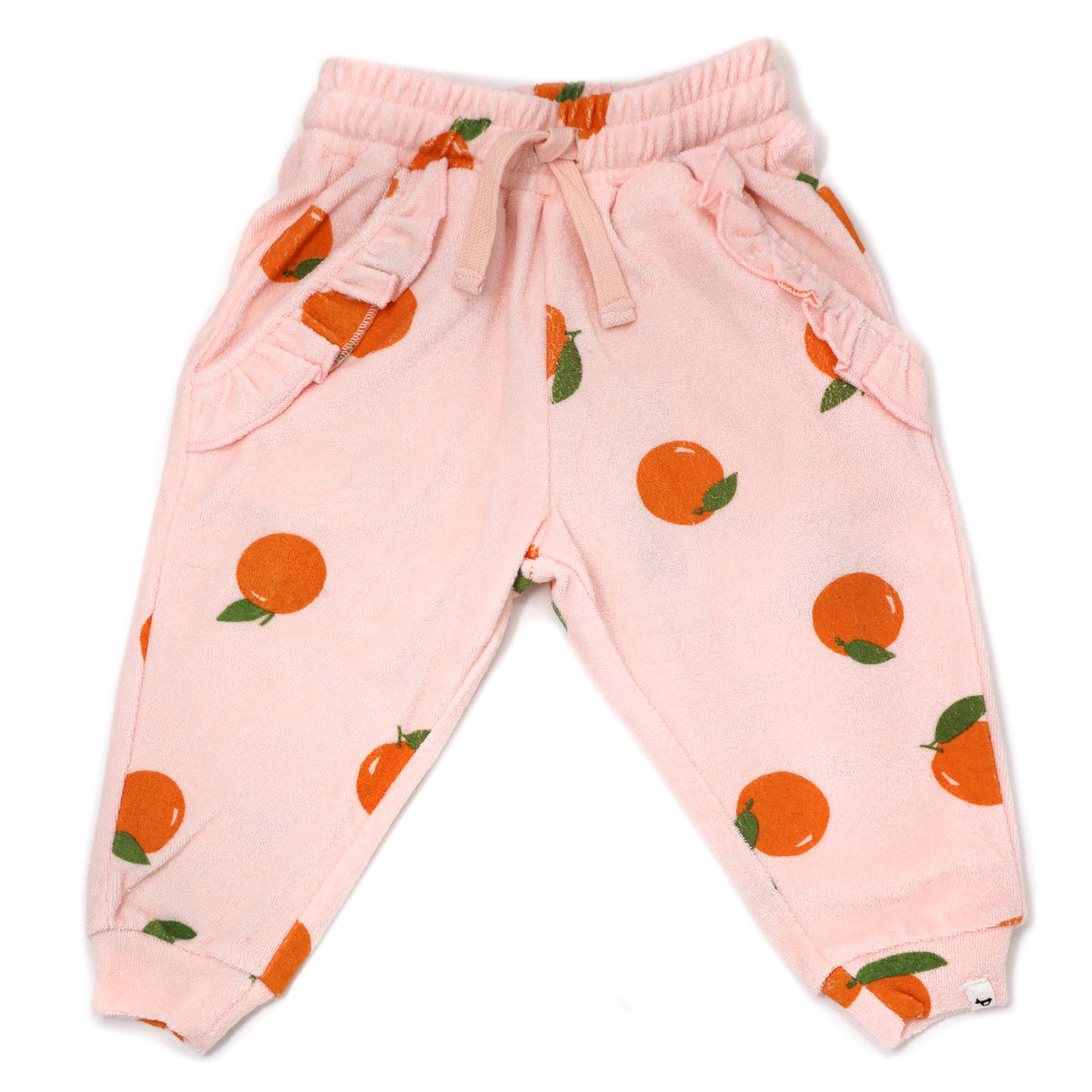 oh baby! Ruffle Pocket Jogger - Orange Print - Pale Pink