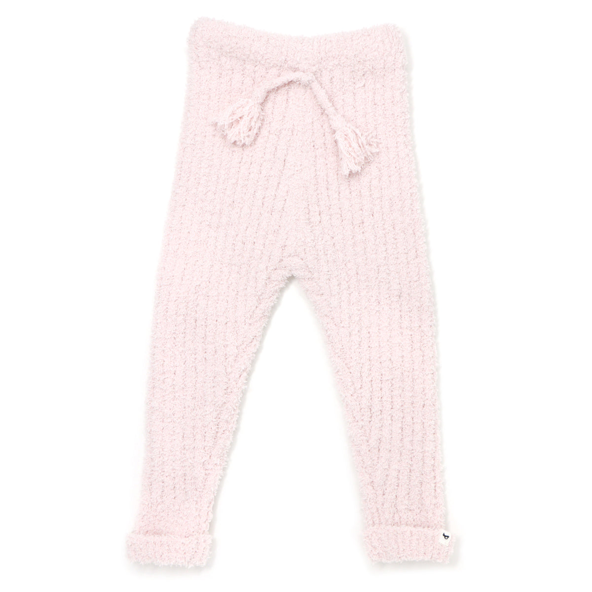 oh baby! Fuzzy Ribbed Knit Legging Tassel Waist - Pale Pink
