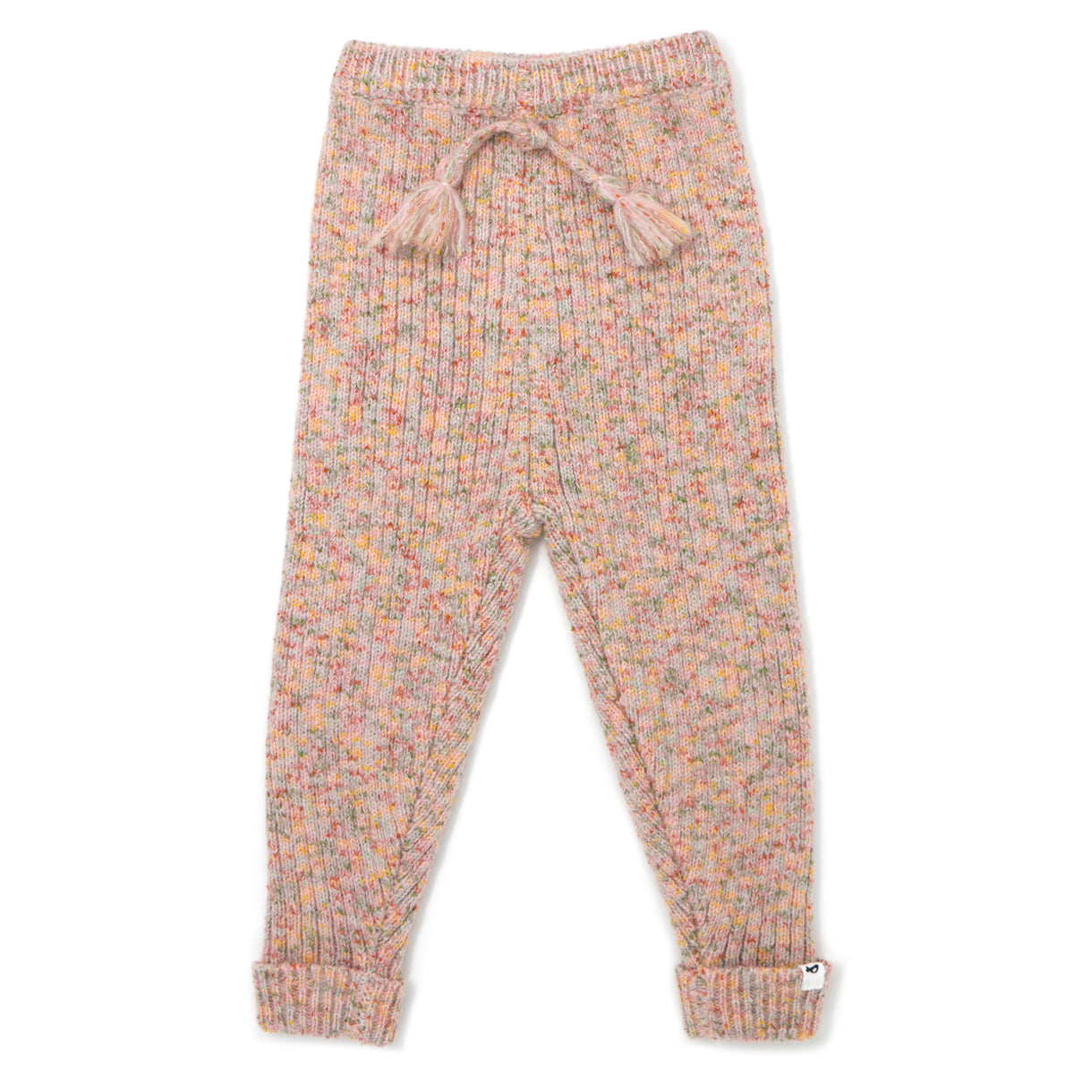 oh baby! Speckled Ribbed Knit Legging Tassel Waist - Pink