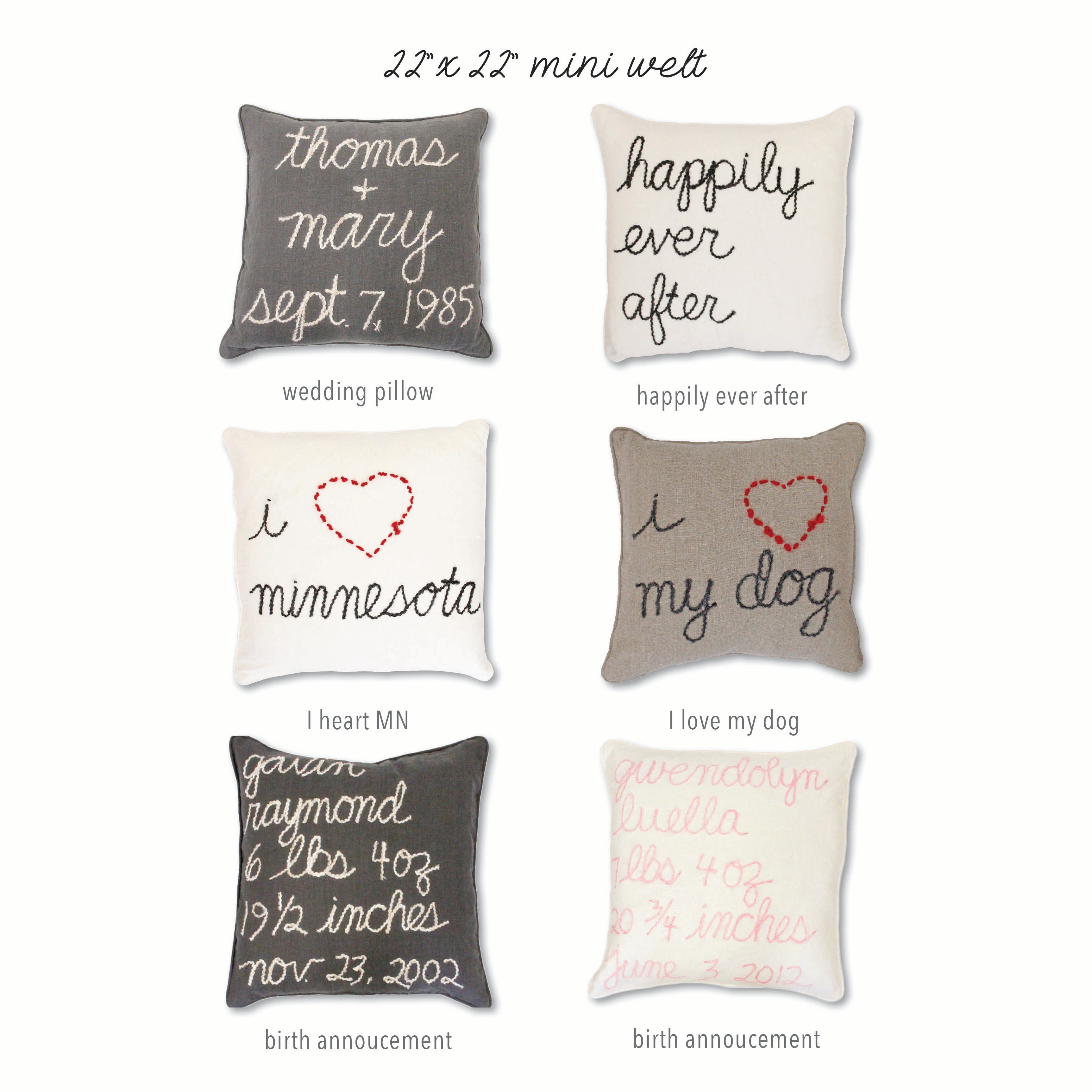 Custom stitched clearance pillows