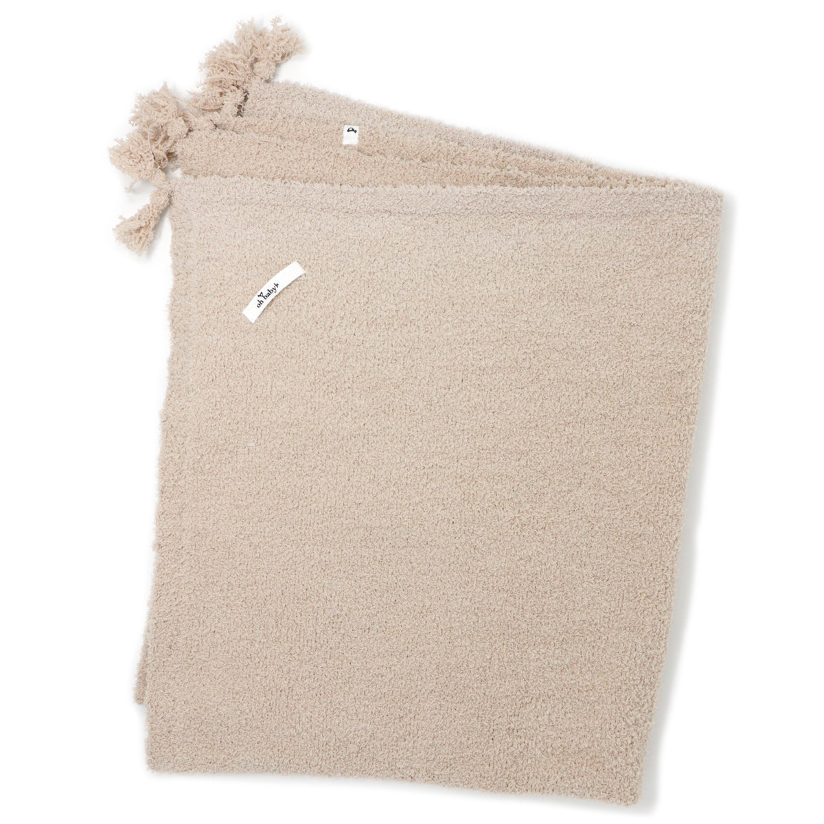 oh baby! Fuzzy Knit Layette Receiving Blanket - Sand