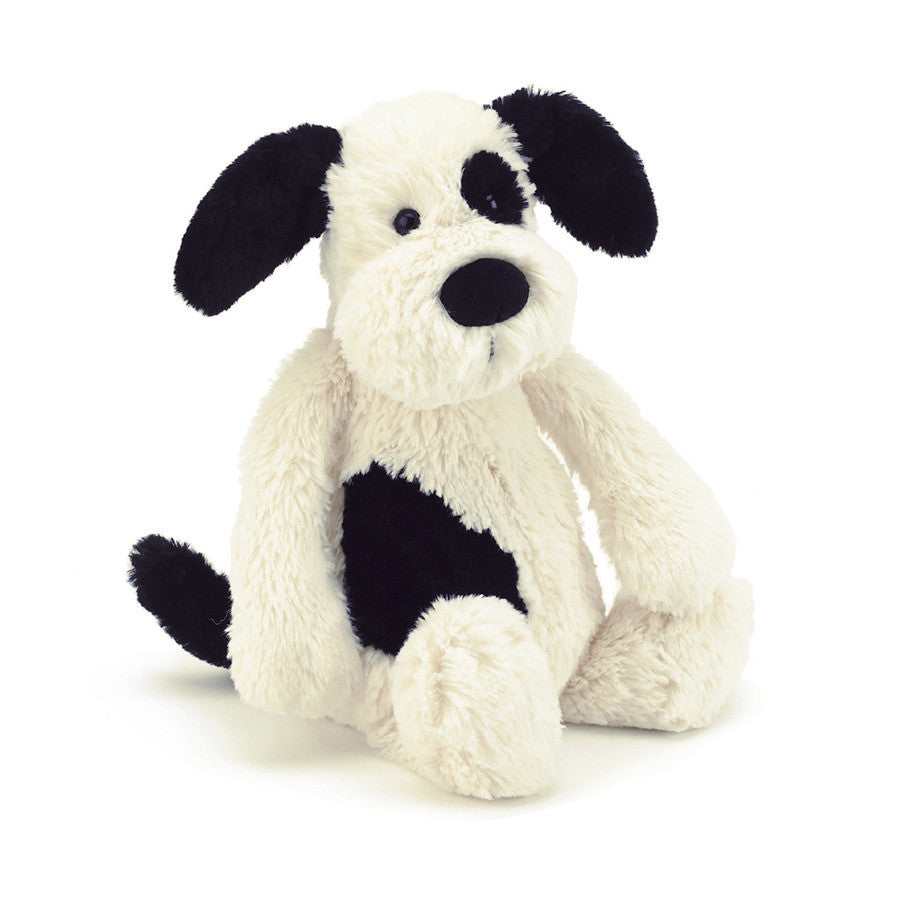 Jellycat Bashful Black & Cream Puppy Plush Stuffed Animal - Medium - oh baby!