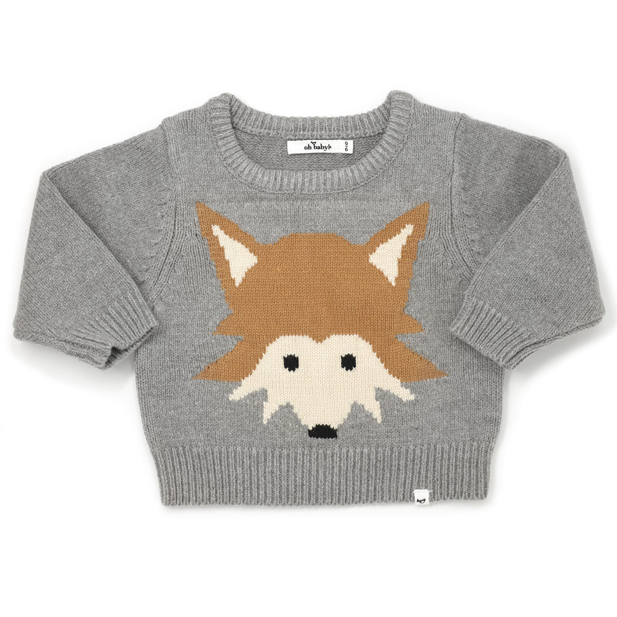 oh baby! Crew Knit Sweater - Fox - Grey