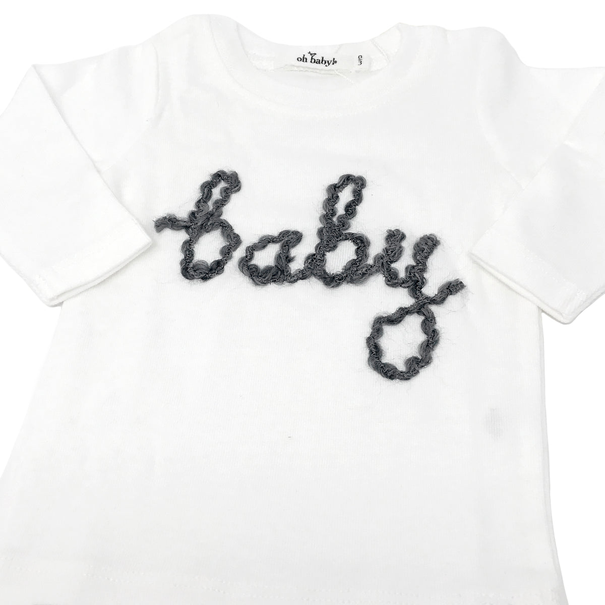 oh baby! Two Piece Set "baby" in Charcoal Yarn - Cream
