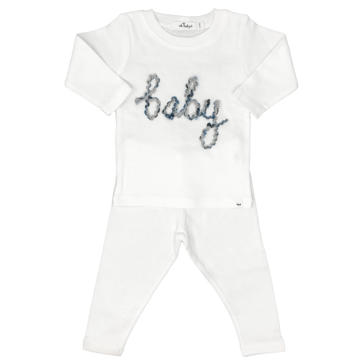oh baby! Two Piece Set - Baby in Deep Blue Yarn - Cream