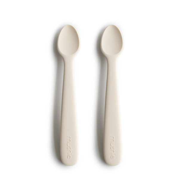 Mushie Silicone Feeding Spoon Set - Ivory
