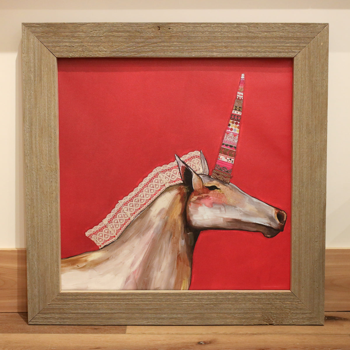 Unicorn with Lace Mane Framed Art 30.5" x 30.5"