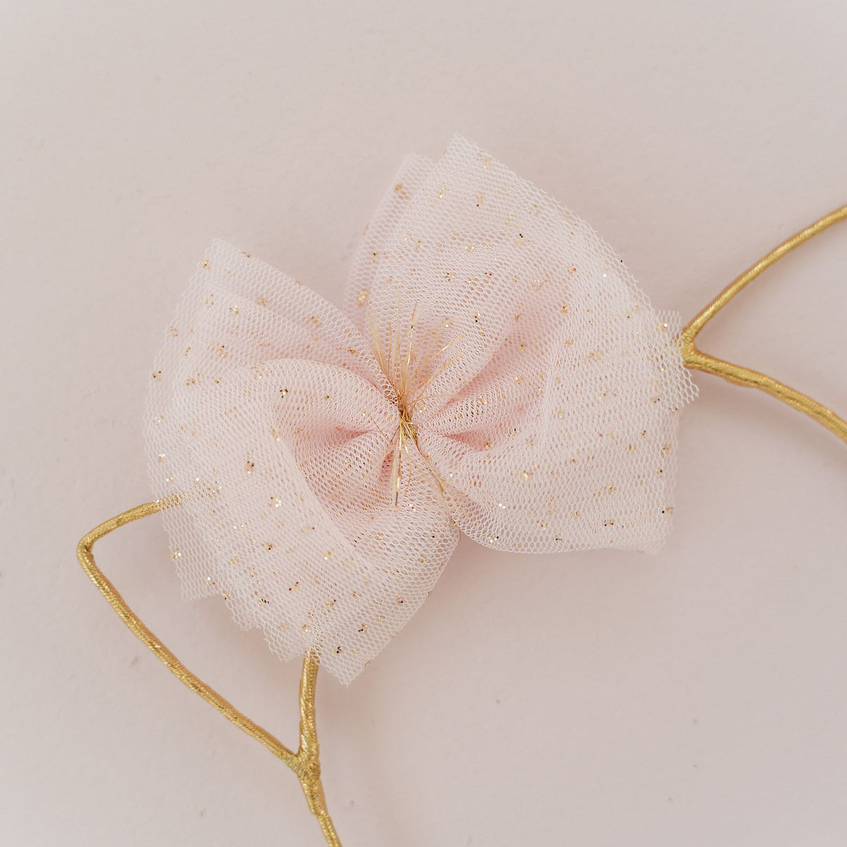oh baby! Kitty Headband Gold - Pale Pink Bow