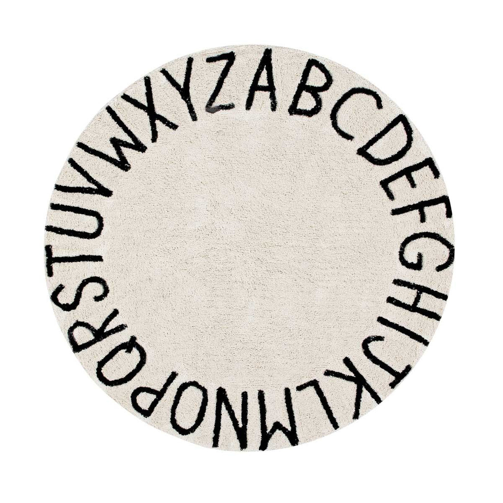 ABC Round Washable Rug - Black/Natural – oh baby!