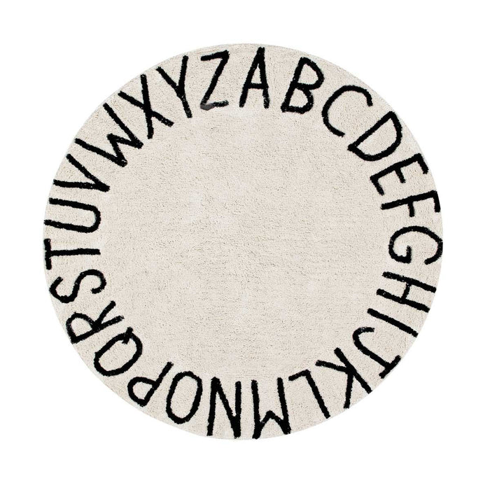 ABC Round Washable Rug - Black/Natural – oh baby!
