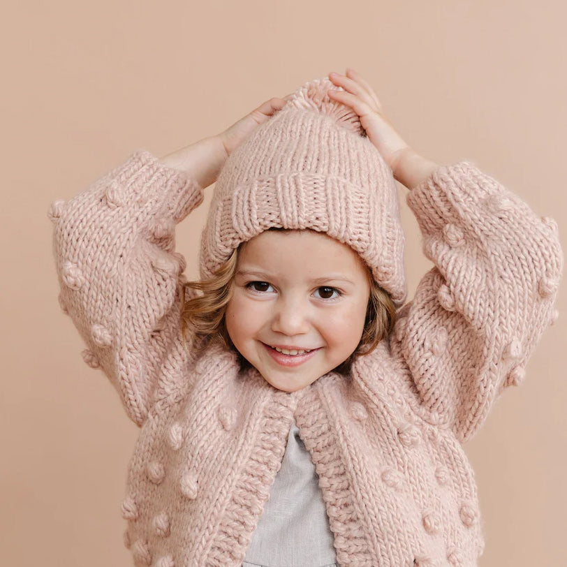 The Blueberry Hill Popcorn Cardigan Sweater Blush